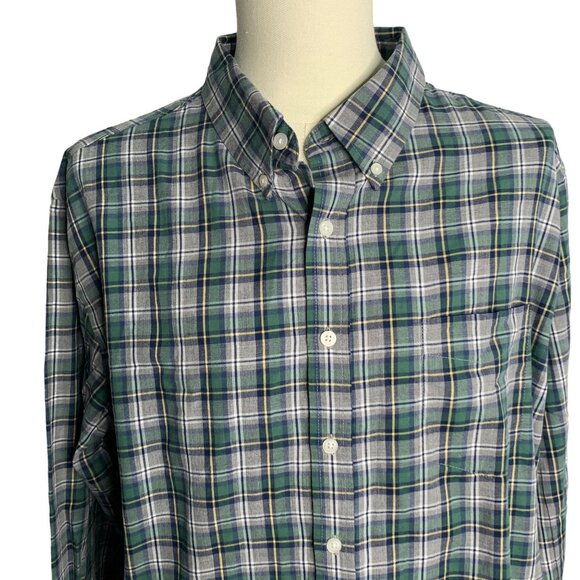 Croft & Barrow Plaid Button-Down Long Sleeve Shirt XL Easy Care Green/Blue - Picture 2 of 6
